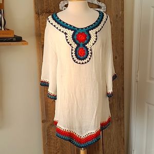 Crochet Detail Swim Cover up  / Tunic Top
